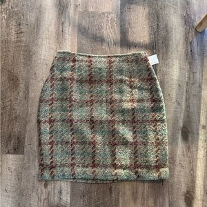 Forenza Green and Brown Plaid Pencil Skirt